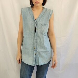 90s Sleeveless Denim‎ Shirt